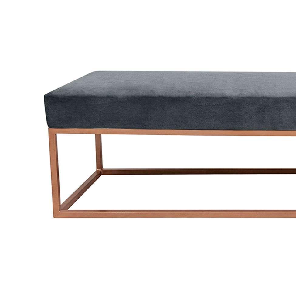 Banco 2 Lugares Giulia Veludo Cinza e Dourado 100 cm - 2