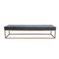 Banco 2 Lugares Giulia Veludo Cinza e Dourado 100 cm - 1