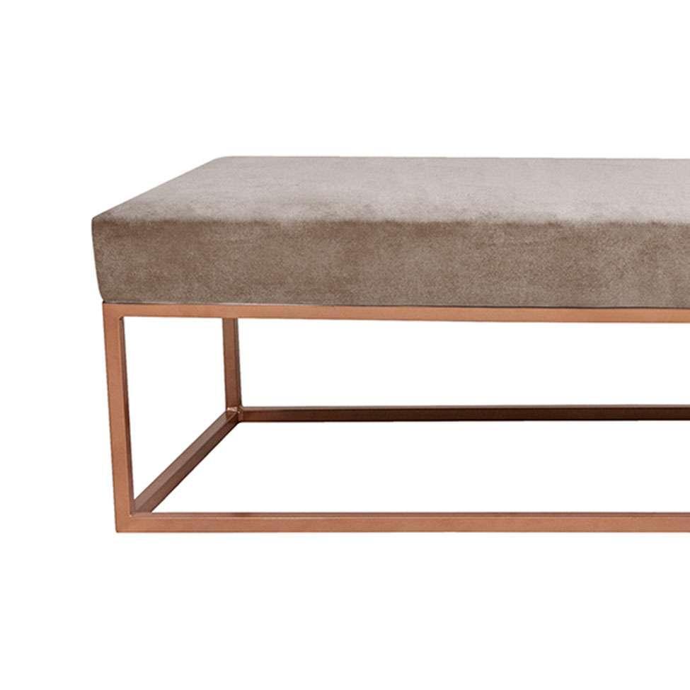 Banco 2 Lugares Giulia Veludo Bege e Dourado 100 cm - 2