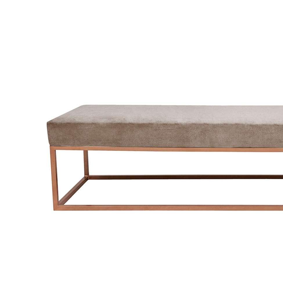 Banco 2 Lugares Giulia Veludo Bege e Dourado 140 cm - 2