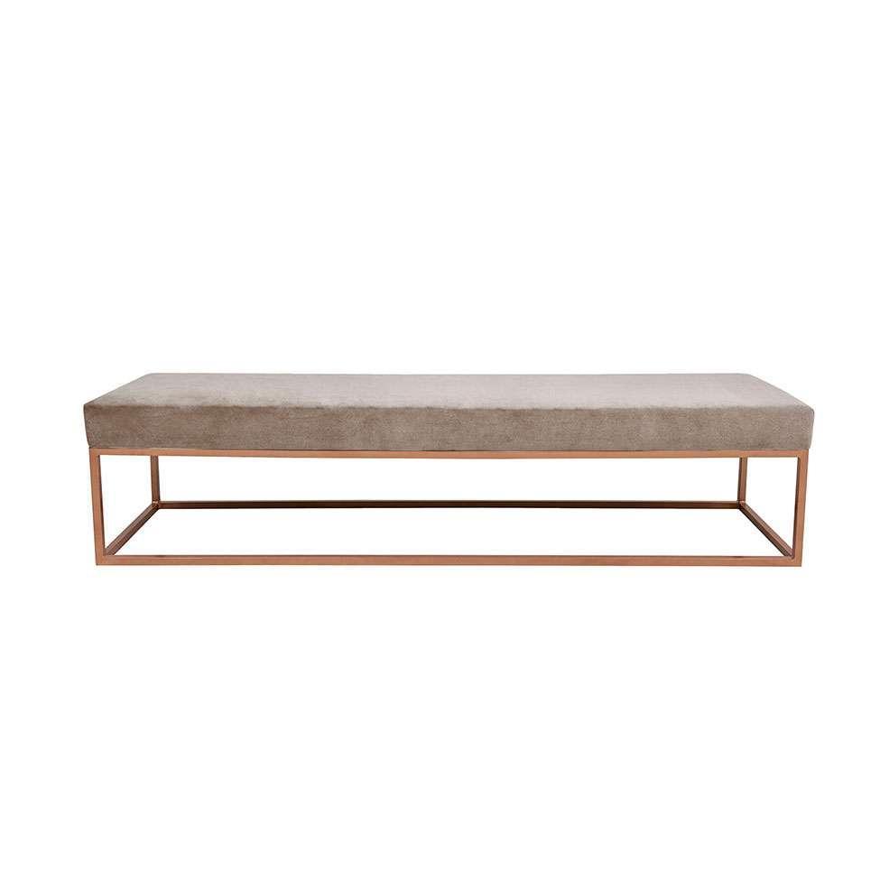 Banco 2 Lugares Giulia Veludo Bege e Dourado 160 cm - 1