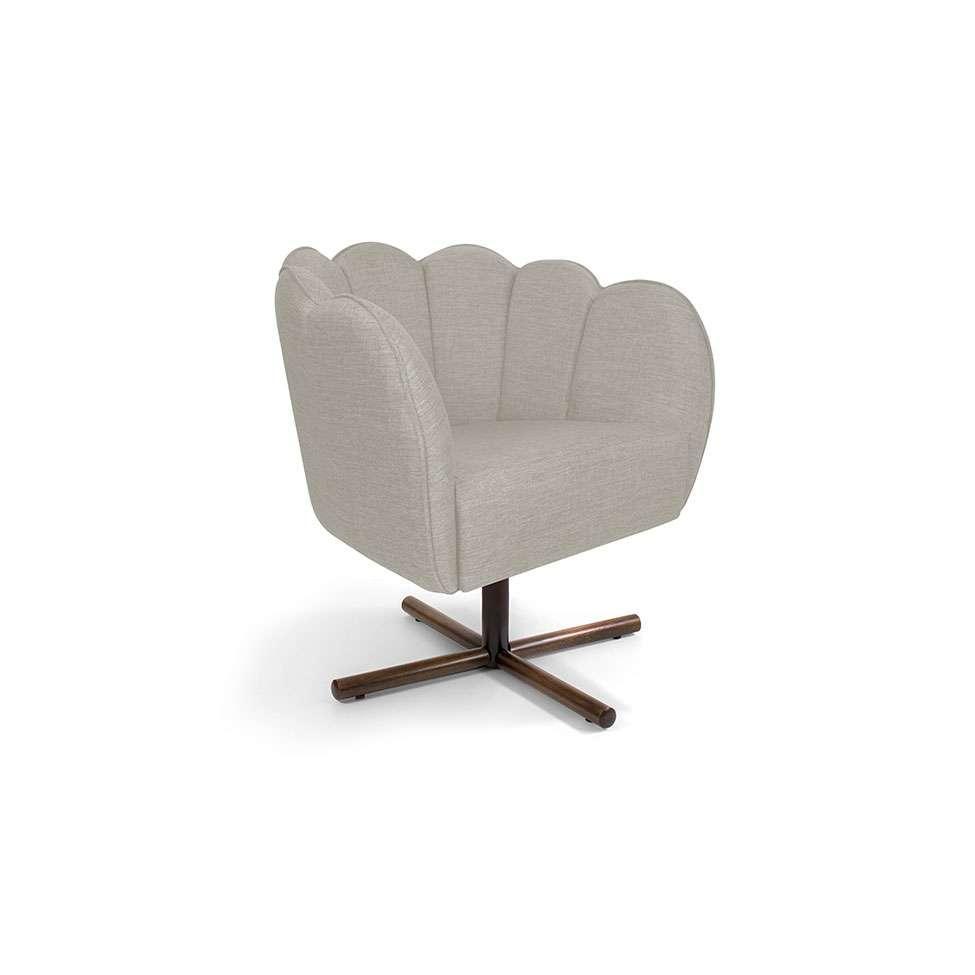 Poltrona Ariel Giratória Linho Aveia e Castanho - 1