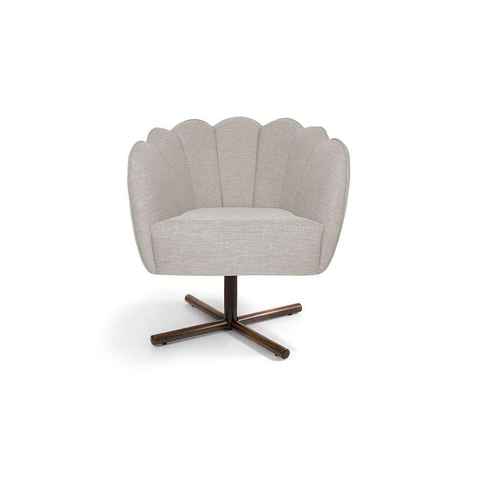 Poltrona Ariel Giratória Linho Aveia e Castanho - 2