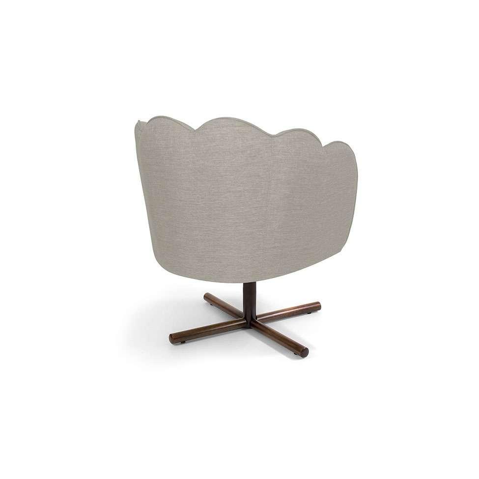 Poltrona Ariel Giratória Linho Aveia e Castanho - 4