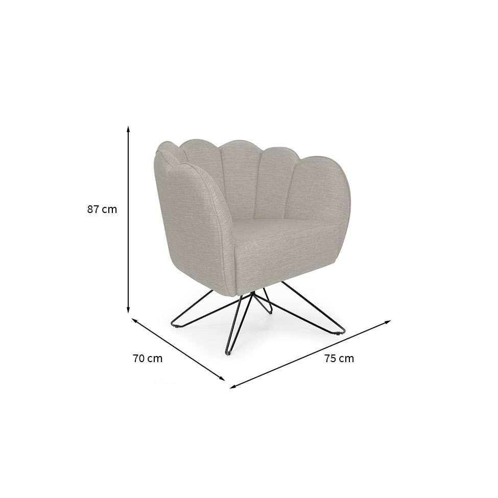 Poltrona Ariel Base Aço Linho Aveia e Preta - 3