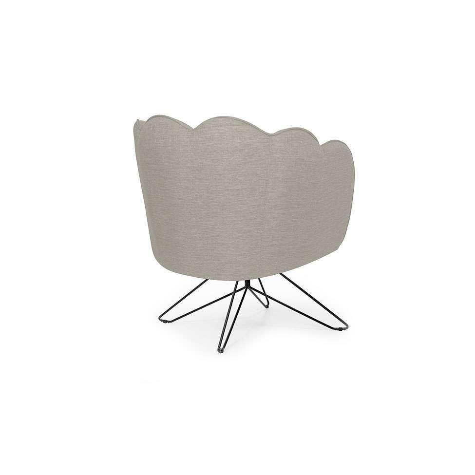 Poltrona Ariel Base Aço Linho Aveia e Preta - 4