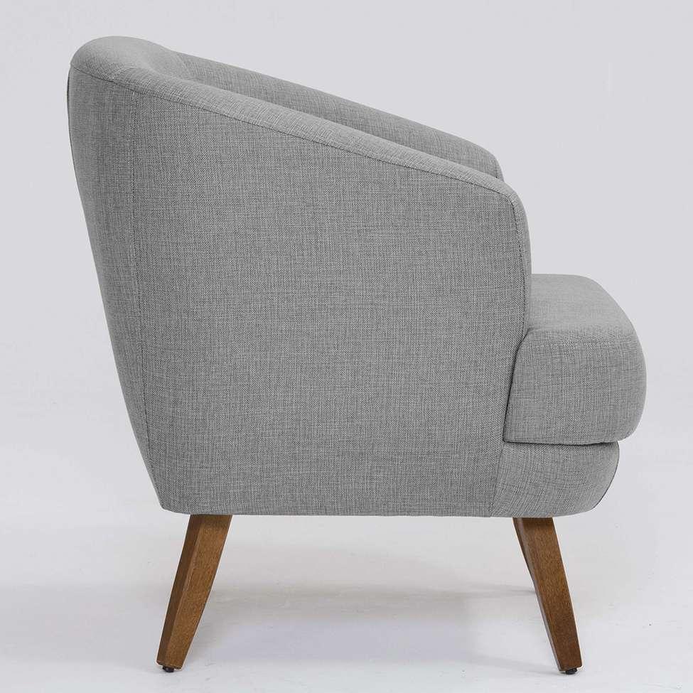 Poltrona Betania Linho Mescla Elefante e Madeira - 4