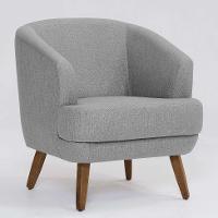 Poltrona Betania Linho Mescla Elefante e Madeira - 1