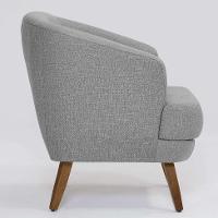 Poltrona Betania Linho Mescla Elefante e Madeira