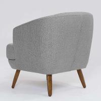 Poltrona Betania Linho Mescla Elefante e Madeira - 5