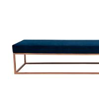 Banco 3 Lugares Giulia Veludo Azul e Dourado 180 cm - 2