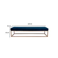 Banco 3 Lugares Giulia Veludo Azul e Dourado 180 cm - 3