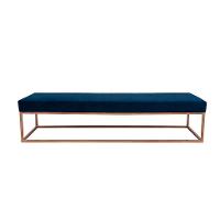 Banco 2 Lugares Giulia Veludo Azul e Dourado 140 cm - 1