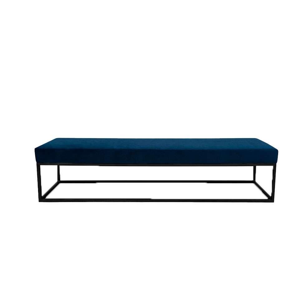 Banco 3 Lugares Giulia Veludo Azul e Preto 180 cm - 1