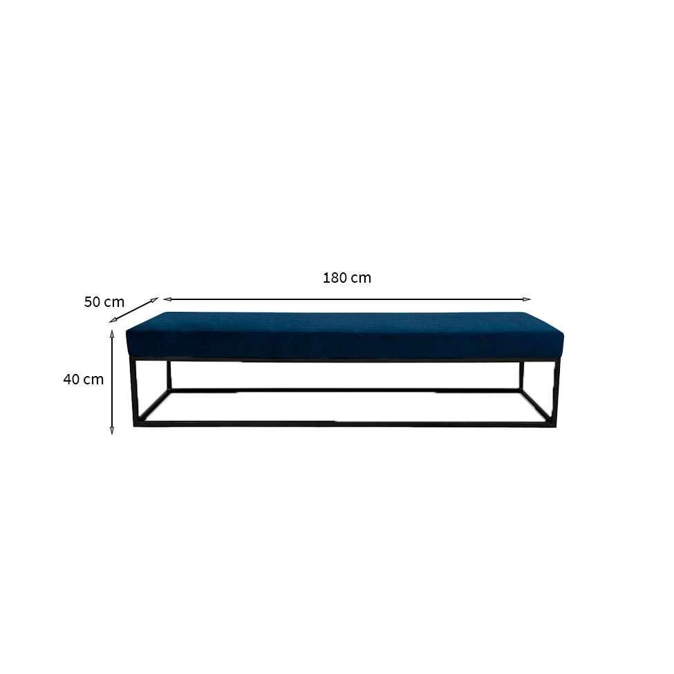 Banco 3 Lugares Giulia Veludo Azul e Preto 180 cm - 3