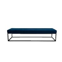 Banco 3 Lugares Giulia Veludo Azul e Preto 180 cm - 1
