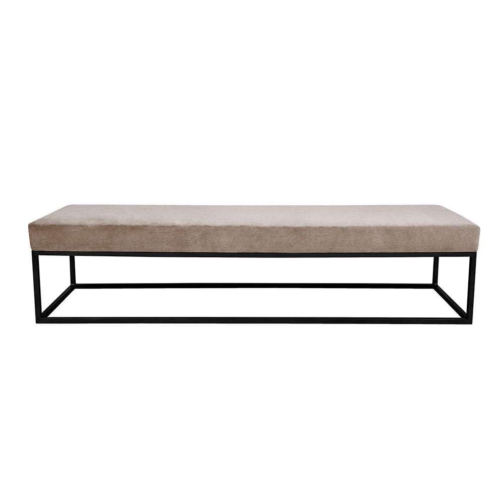 Banco 2 Lugares Giulia Veludo Bege e Preto 100 cm - 1