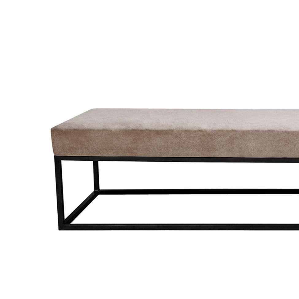 Banco 2 Lugares Giulia Veludo Bege e Preto 100 cm - 2