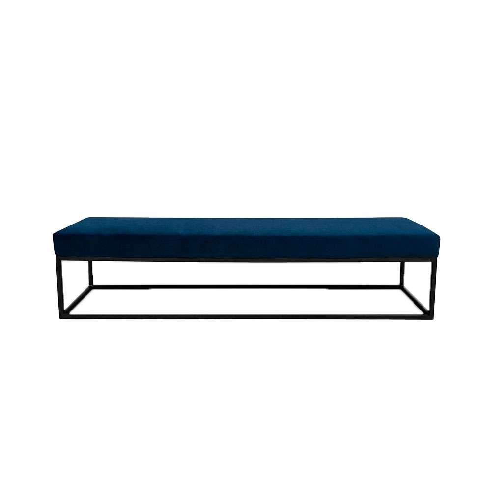 Banco 2 Lugares Giulia Veludo Azul e Preto 160 cm - 1