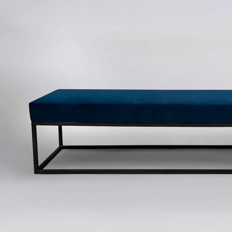 Banco 2 Lugares Giulia Veludo Azul e Preto 160 cm - 2