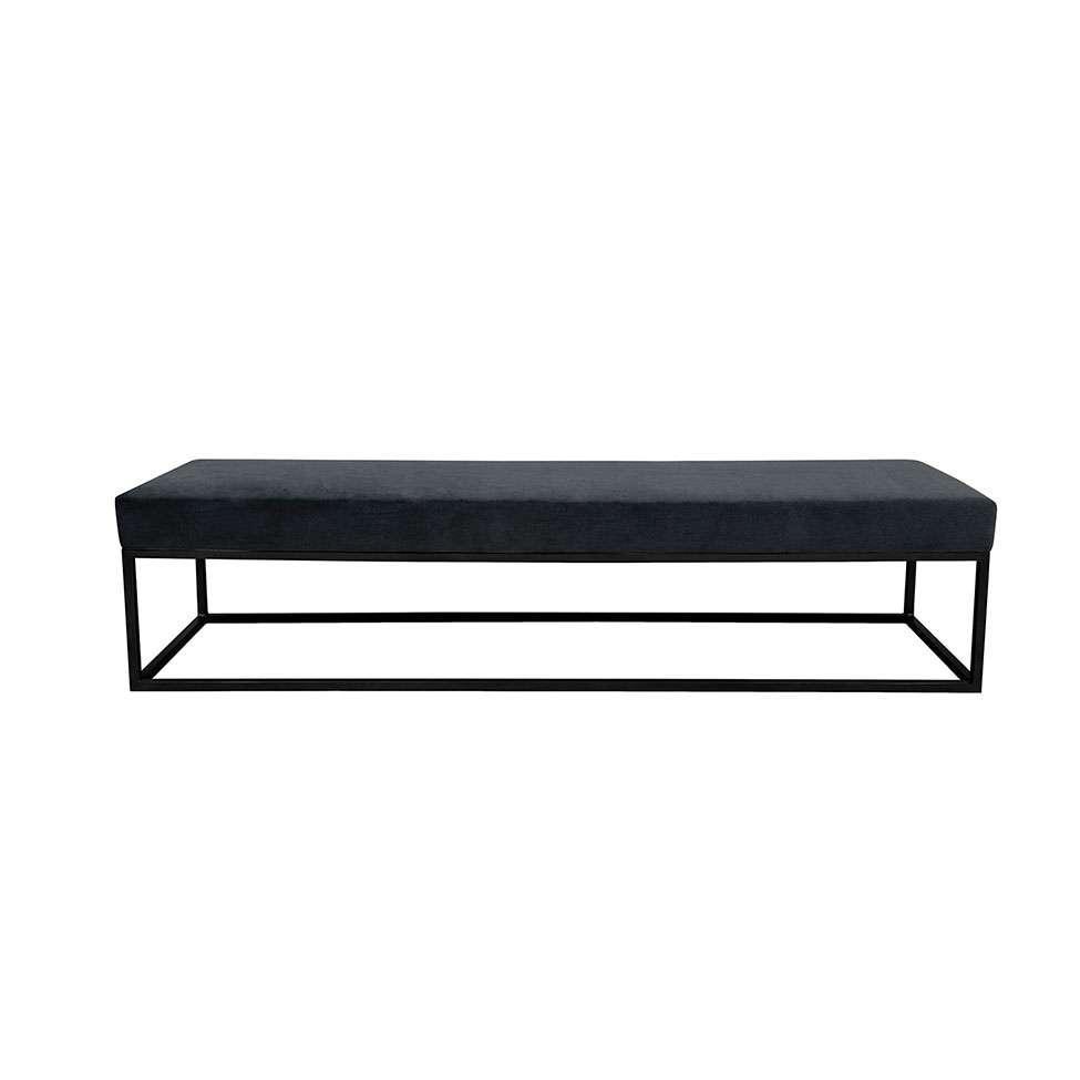 Banco 3 Lugares Giulia Veludo Cinza e Preto 180 cm - 1