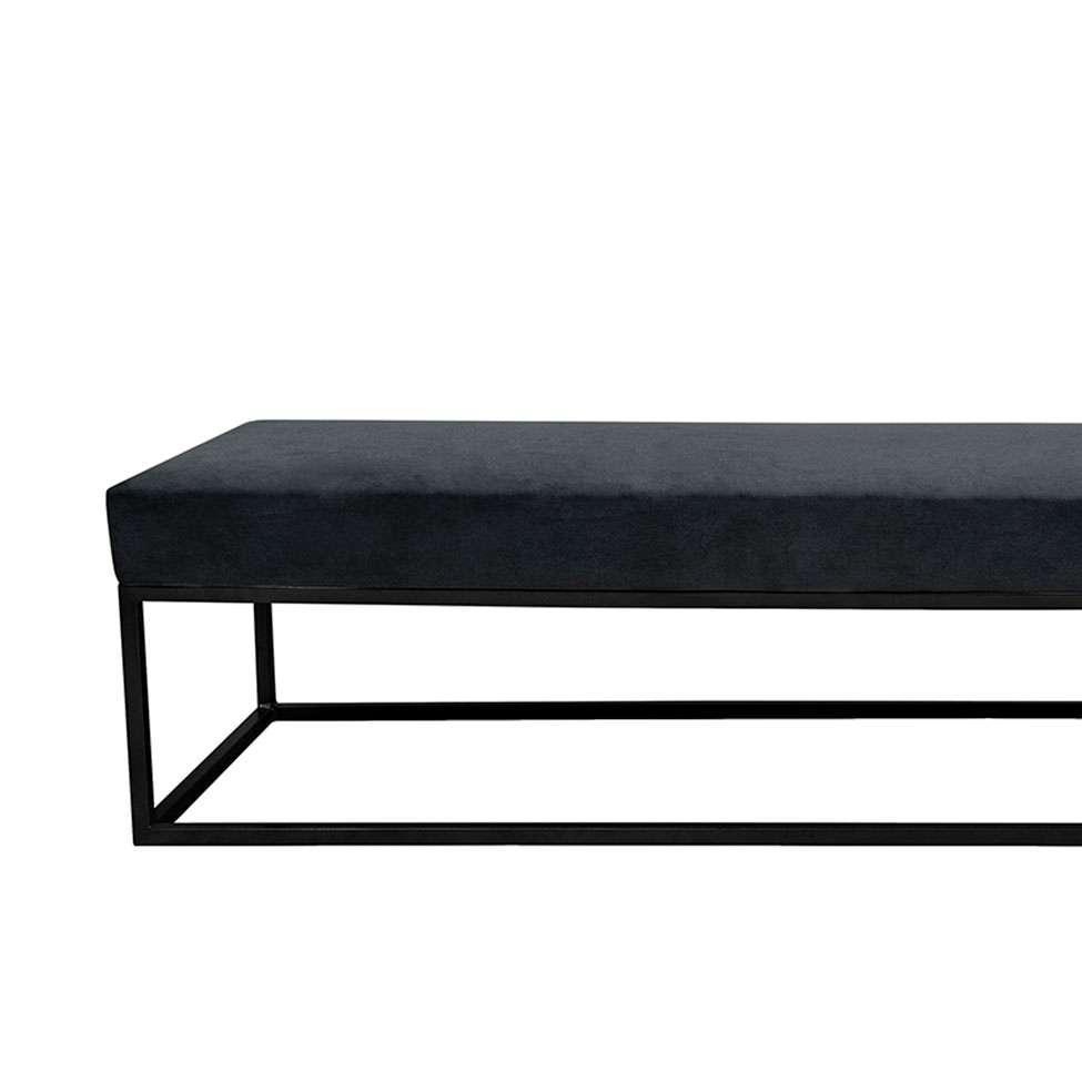 Banco 3 Lugares Giulia Veludo Cinza e Preto 180 cm - 2