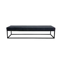 Banco 3 Lugares Giulia Veludo Cinza e Preto 180 cm - 1