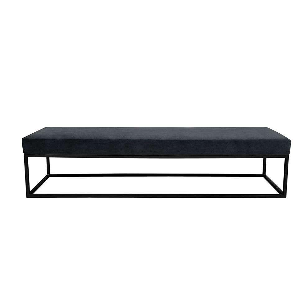 Banco 2 Lugares Giulia Veludo Cinza e Preto 160 cm - 1