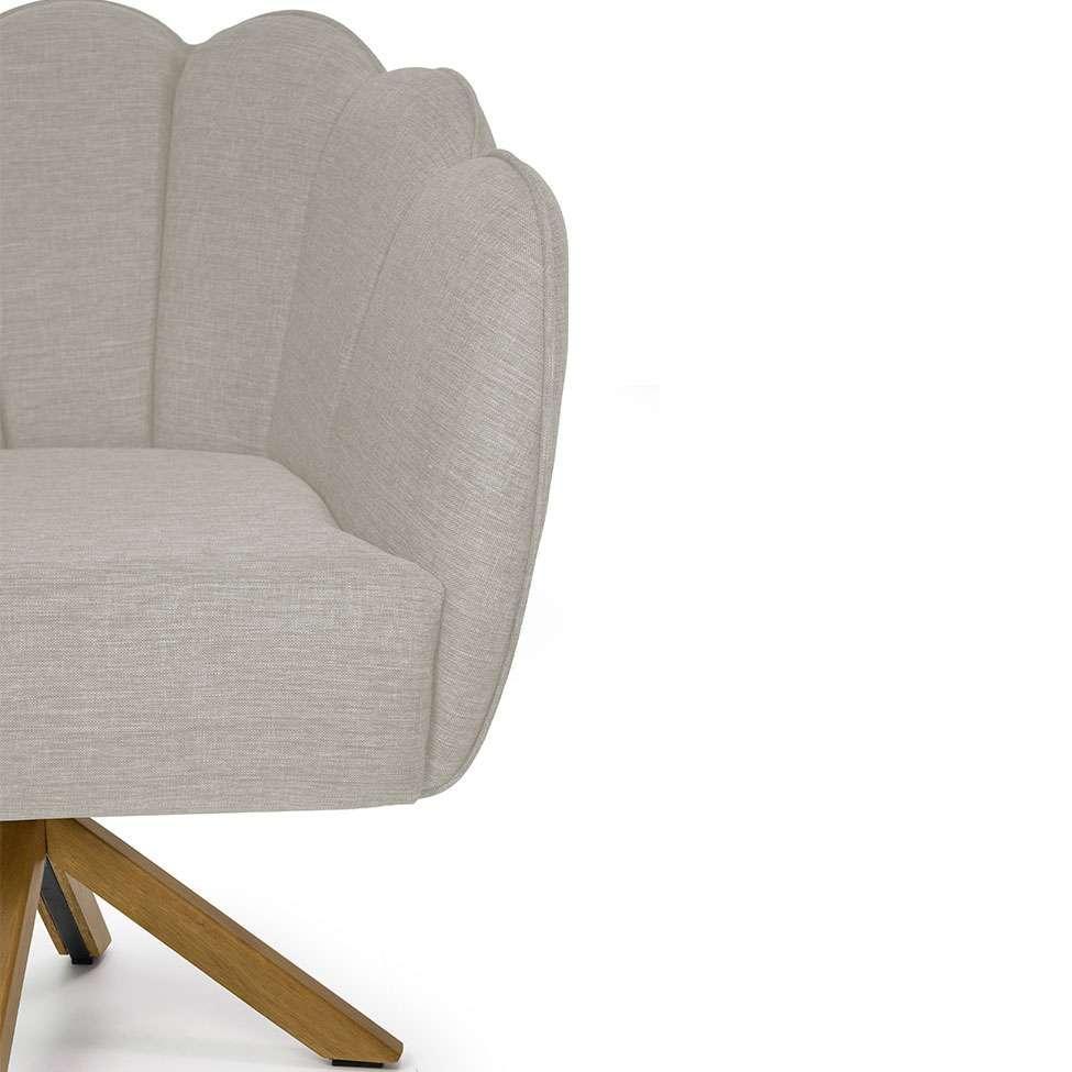 Poltrona Ariel Giratória Linho Aveia e Madeira - 5