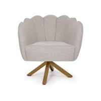 Poltrona Ariel Giratória Linho Aveia e Madeira - 2