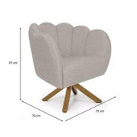 Poltrona Ariel Giratória Linho Aveia e Madeira - 3