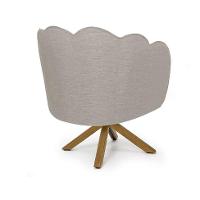 Poltrona Ariel Giratória Linho Aveia e Madeira