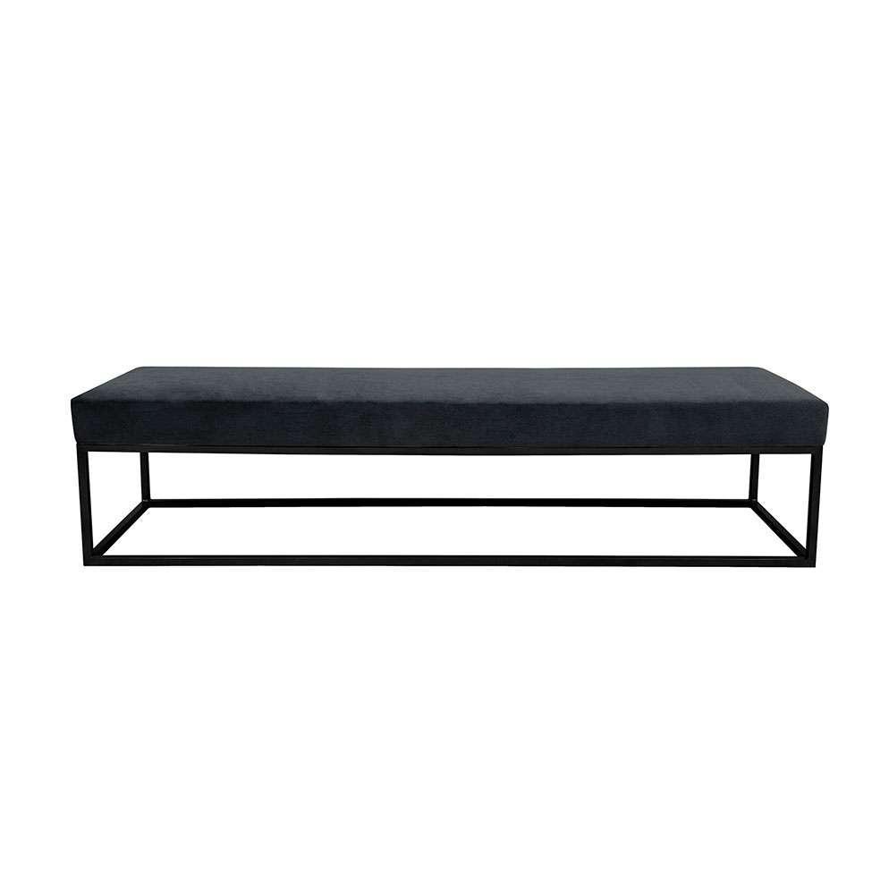 Banco 2 Lugares Giulia Veludo Cinza e Preto 140 cm - 1