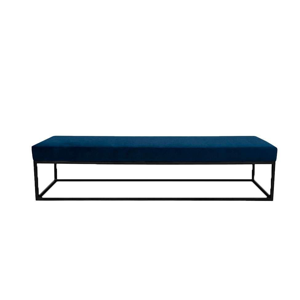 Banco 2 Lugares Giulia Veludo Azul e Preto 140 cm - 1