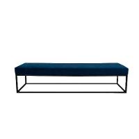 Banco 2 Lugares Giulia Veludo Azul e Preto 140 cm - 1