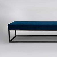 Banco 2 Lugares Giulia Veludo Azul e Preto 140 cm - 2