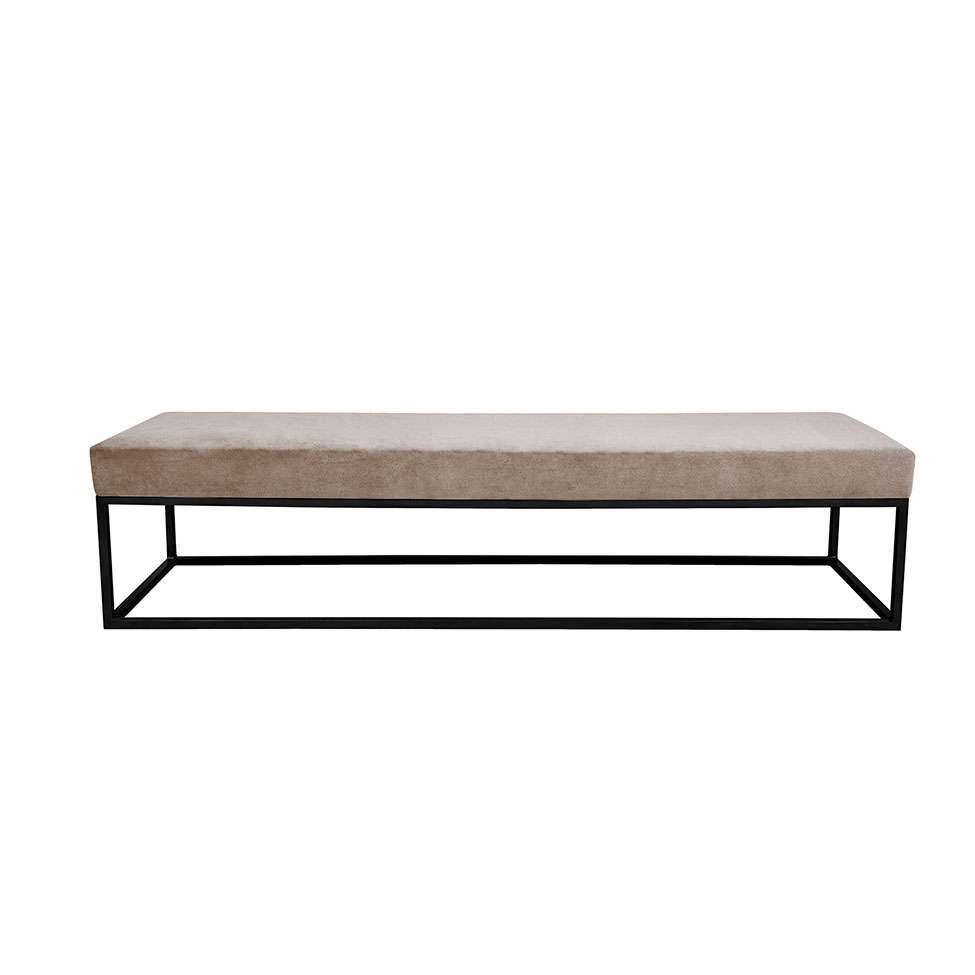 Banco 3 Lugares Giulia Veludo Bege e Preto 180 cm - 1