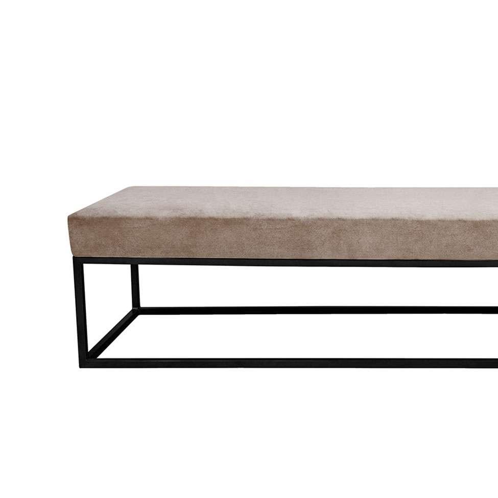 Banco 3 Lugares Giulia Veludo Bege e Preto 180 cm - 2