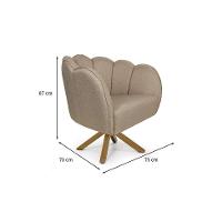 Poltrona Ariel Giratória Linho Bege e Madeira - 3