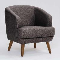 Poltrona Betania Linho Mescla Marrom e Madeira - 1