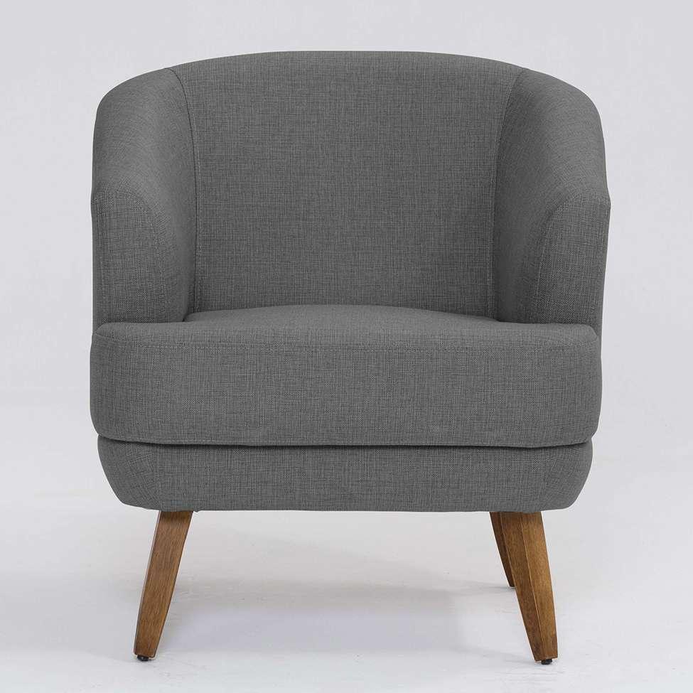 Poltrona Betania Linho Mescla Cinza e Madeira - 2