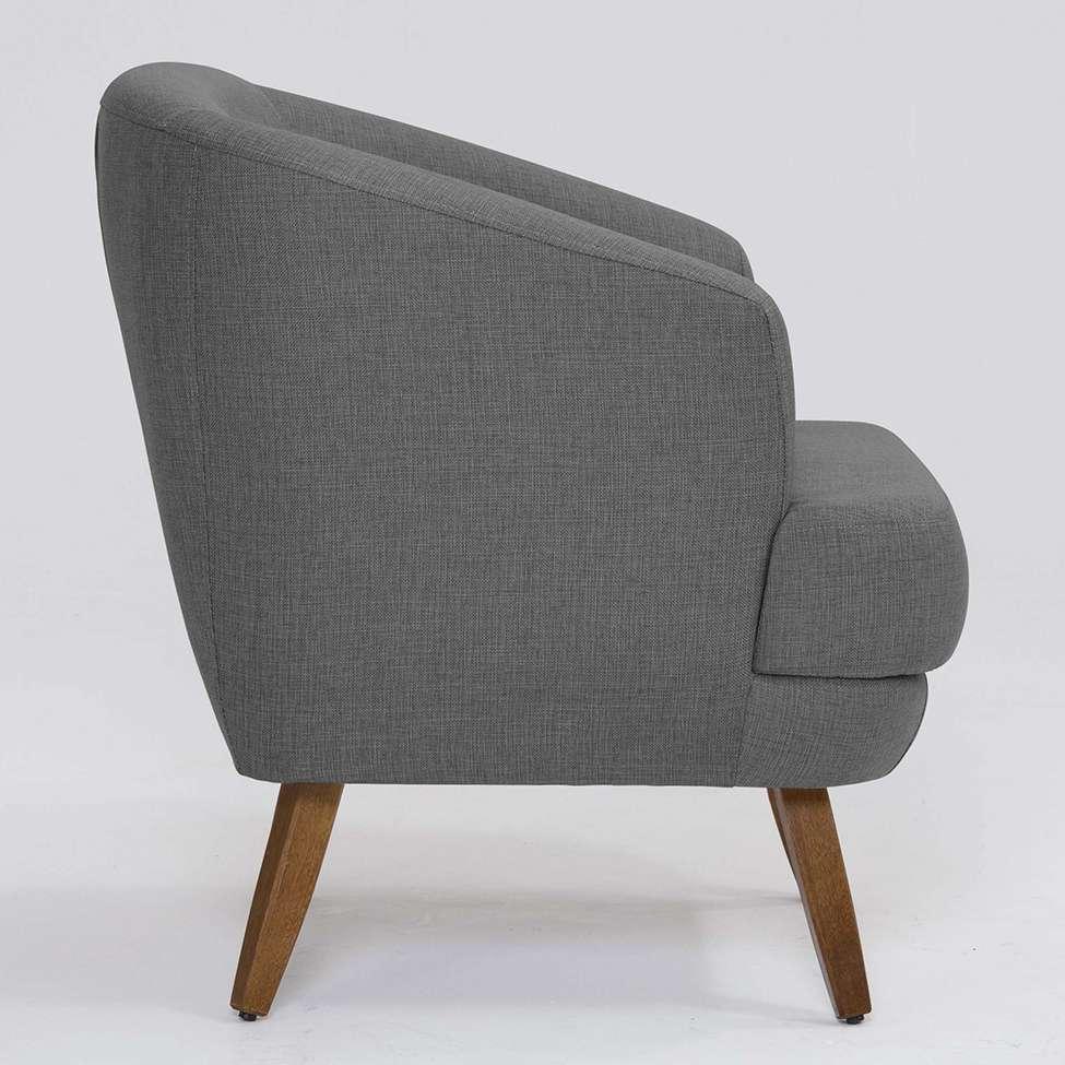 Poltrona Betania Linho Mescla Cinza e Madeira - 4