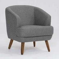 Poltrona Betania Linho Mescla Cinza e Madeira - 1