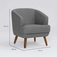 Poltrona Betania Linho Mescla Cinza e Madeira - 3