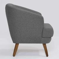 Poltrona Betania Linho Mescla Cinza e Madeira