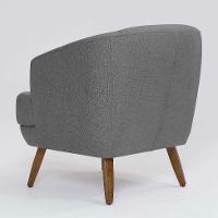 Poltrona Betania Linho Mescla Cinza e Madeira - 5