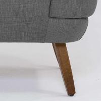 Poltrona Betania Linho Mescla Cinza e Madeira - 7