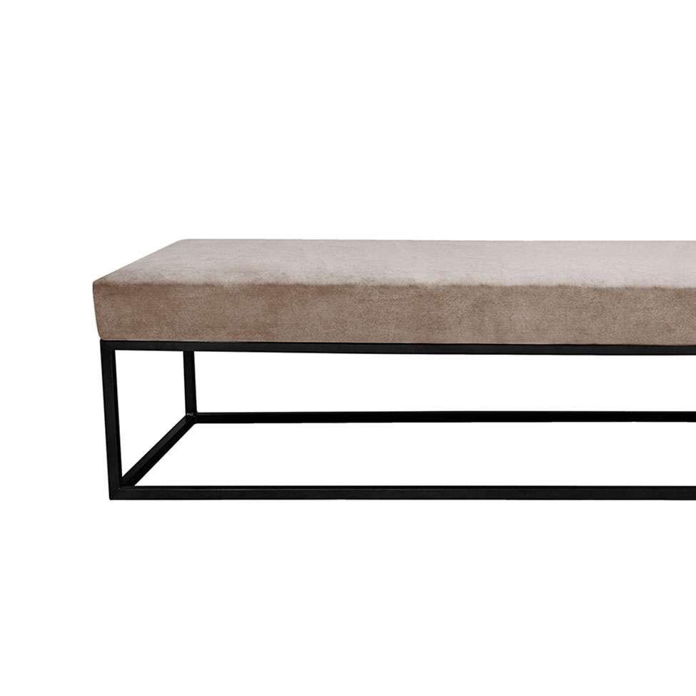 Banco 2 Lugares Giulia Veludo Bege e Preto 160 cm - 2