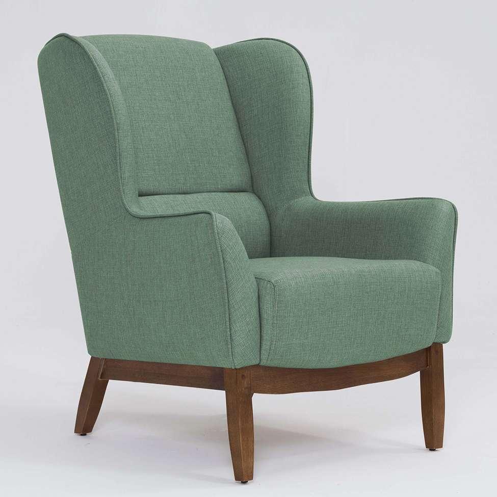 Poltrona Milena Linho Verde Salvia e Madeira - 1