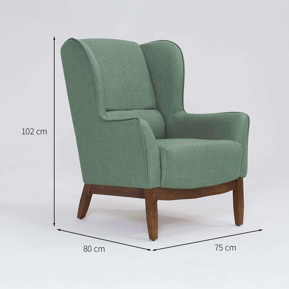 Poltrona Milena Linho Verde Salvia e Madeira - 3
